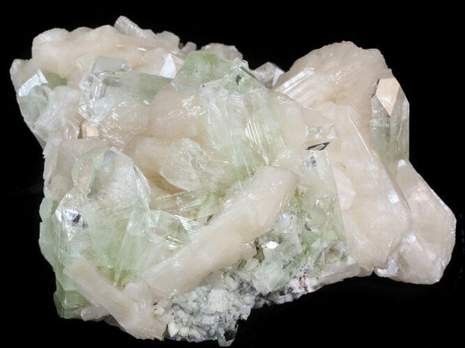 Zoned Apophyllite Crystals on Stilbite Association - India #44446